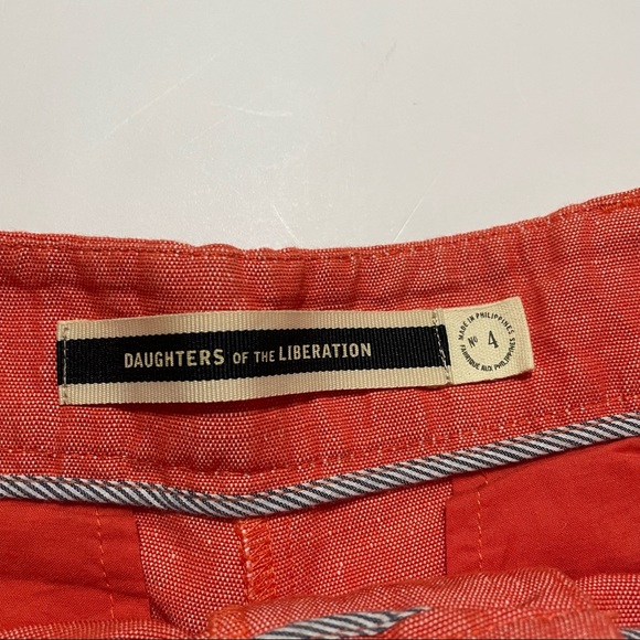 Daughters of the Liberation Orange Salmon Pink Casual Chino Preppy Shorts 4 - Picture 3 of 7